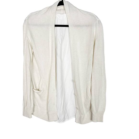 Lululemon Womens 4 White Cardi In The Front Sweater Boolux Tencel Button Front - Picture 1 of 9